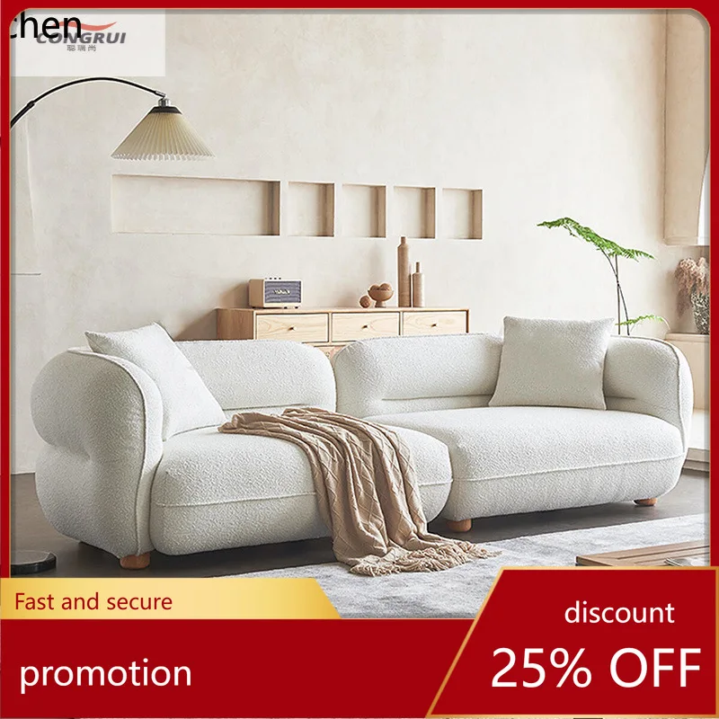 

HXL Fabric Sofa Lamb Wool Cream Style Sofa Beauty Salon Living Room