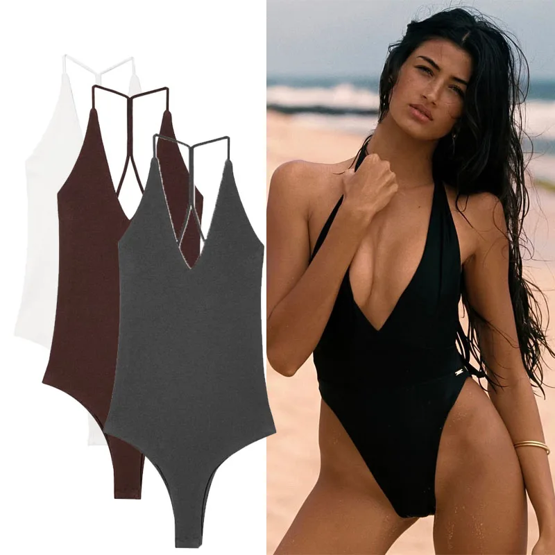 

New One Pieces Women's Swimsuit Summer Sleeveless Corset Bodysuit Fashion Elegant Short Jumpsuit Women Black White Sexy Outfit
