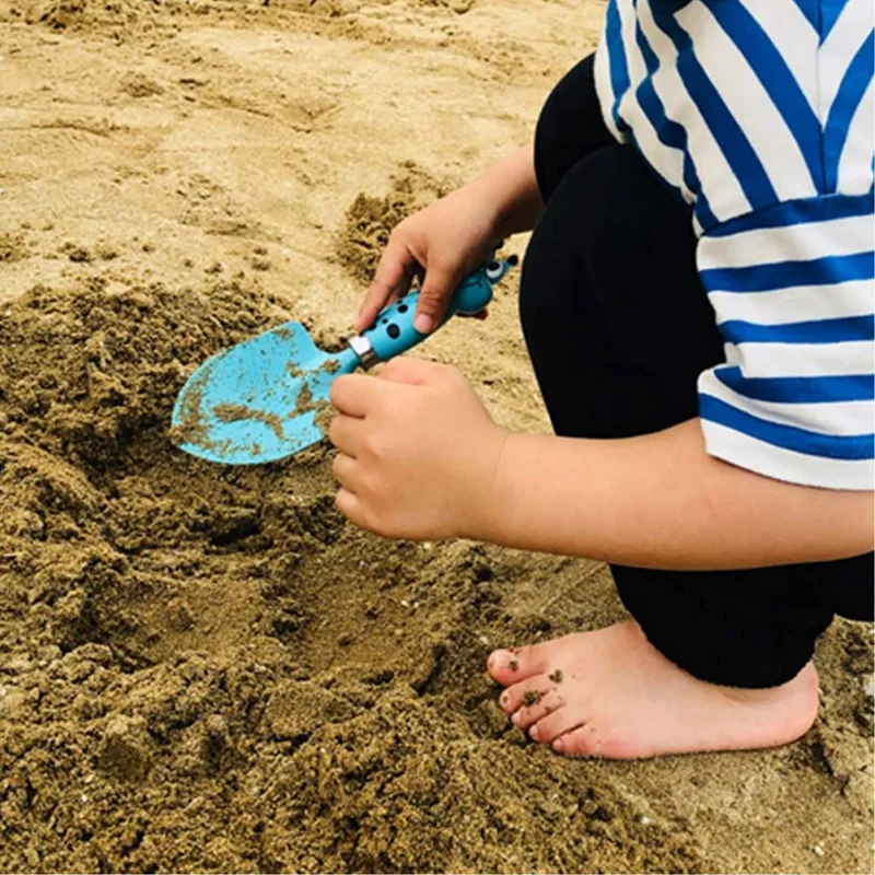 3 pçs ao ar livre jogar jardim ferramentas de escavação brinquedos de praia suprimentos crianças terno multifuncional pá areia ferro