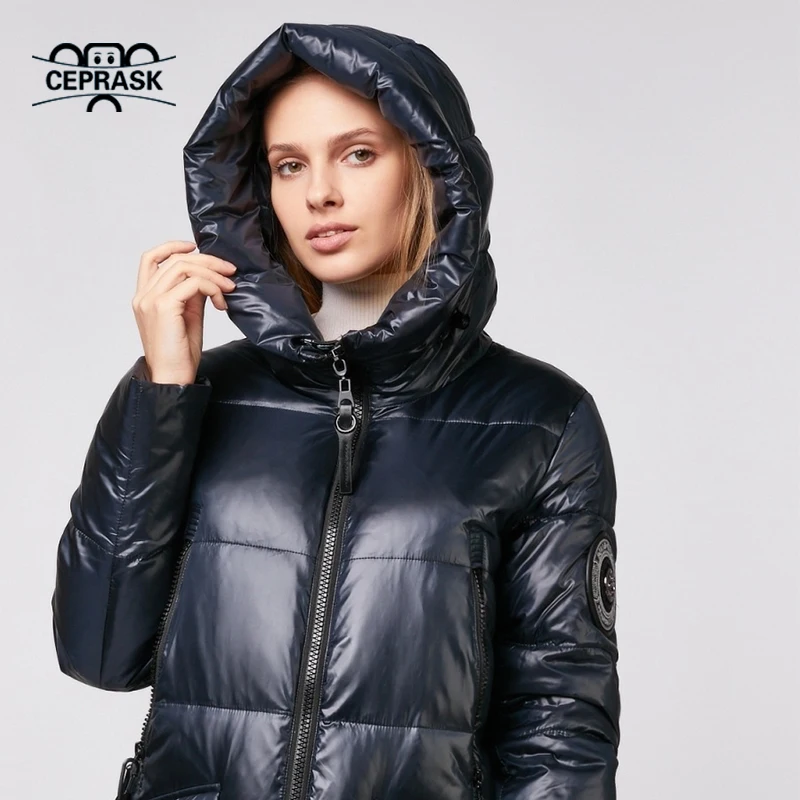 CEPRASK 2023 X-Long Down Jacket Female Winter Quilted Coats Women\'s Thick Cotton Large Size Parkas Fashion Outerwear Overcoat