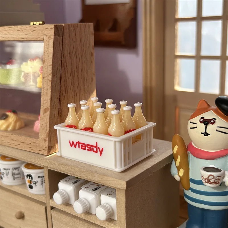 1 conjunto 1:12 casa de bonecas em miniatura bebidas garrafa de refrigerante com caixa de armazenamento modelo casa de boneca cena viva decoração brinquedo меблі дляatihл