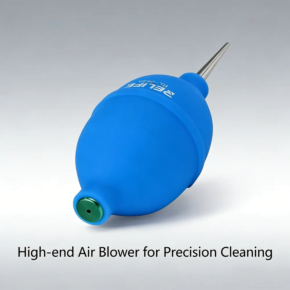 Soft silicone air blowing dust remover with metal tip for cleaning cameras screens keyboards motherboards and other devices