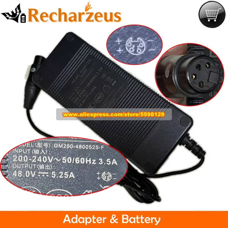 

Genuine GM250-4800525-F AC Adapter 48V 5.25A 252W for GVE Laptop Power Supply Input 200-240V AC