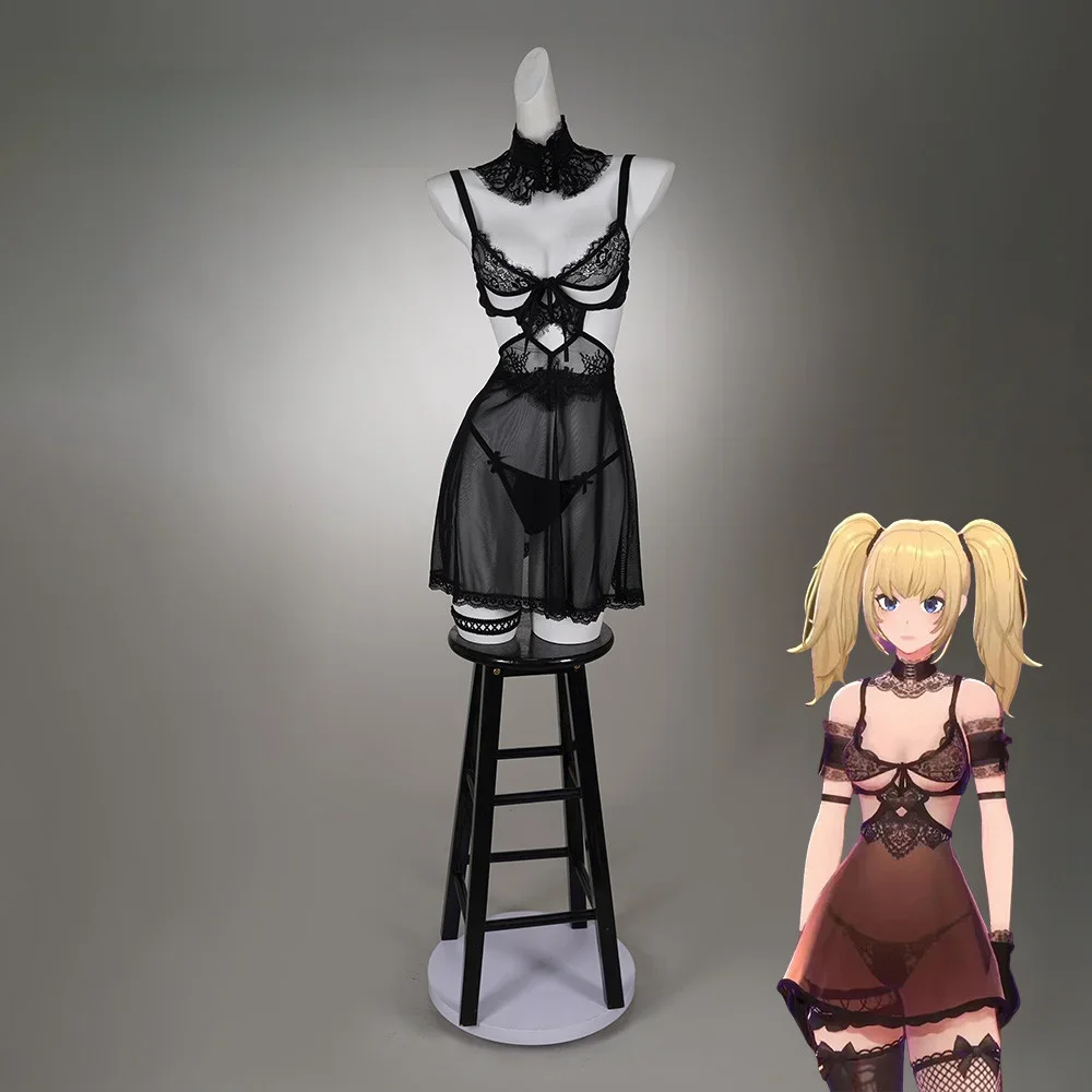 

GrokAni Anime Ani Cosplay AI Costume Black sexy nightgown 2026 Halloween carnival women's new uniform gloves necklace socks set