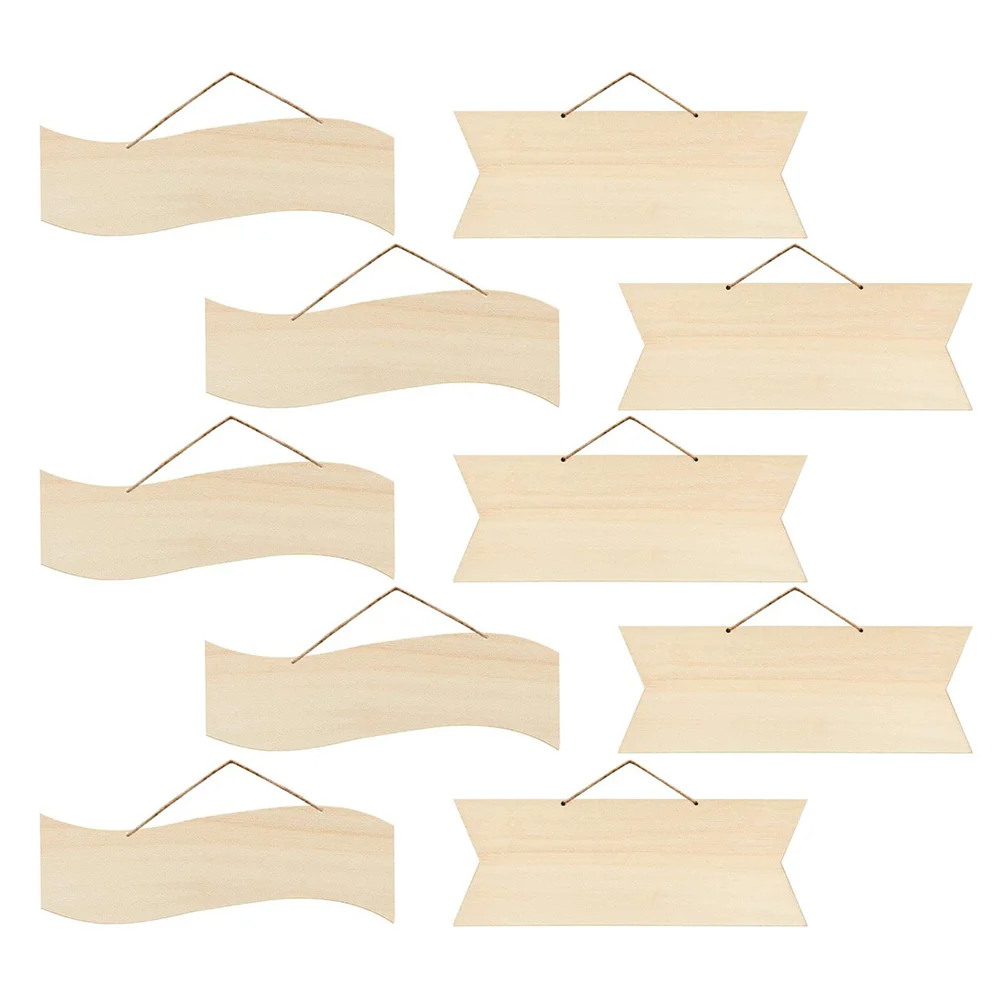 

10pcs Hanging Decorative Plaque Wood Signs for Crafts Blank Unfinished Boards Smooth Retro Sewing Accessories