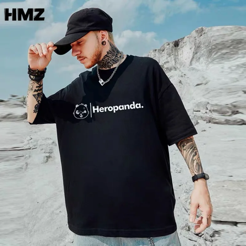 

HMZ Summer Tshirts Men Cartoon Letter Print Tee Short Sleeve Tees Shirts Streetwear Hip Hop Tee Harajuku Casual Cotton Loose Top