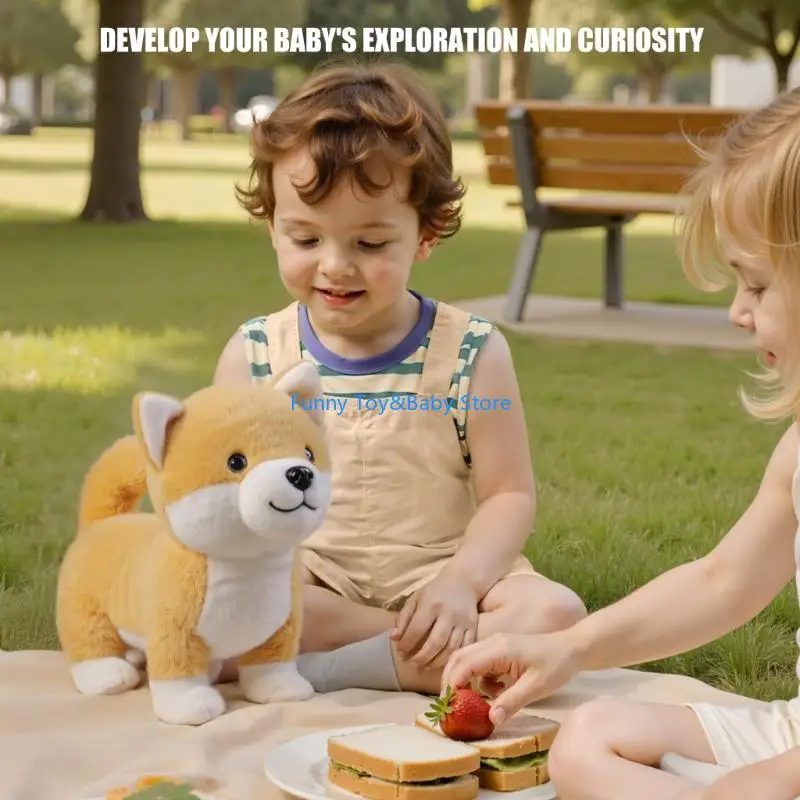 Cachorro peluche electrónico interactivo realista, juguete que ladra y mueve para niños, juega, regalo cumpleaños, C90B