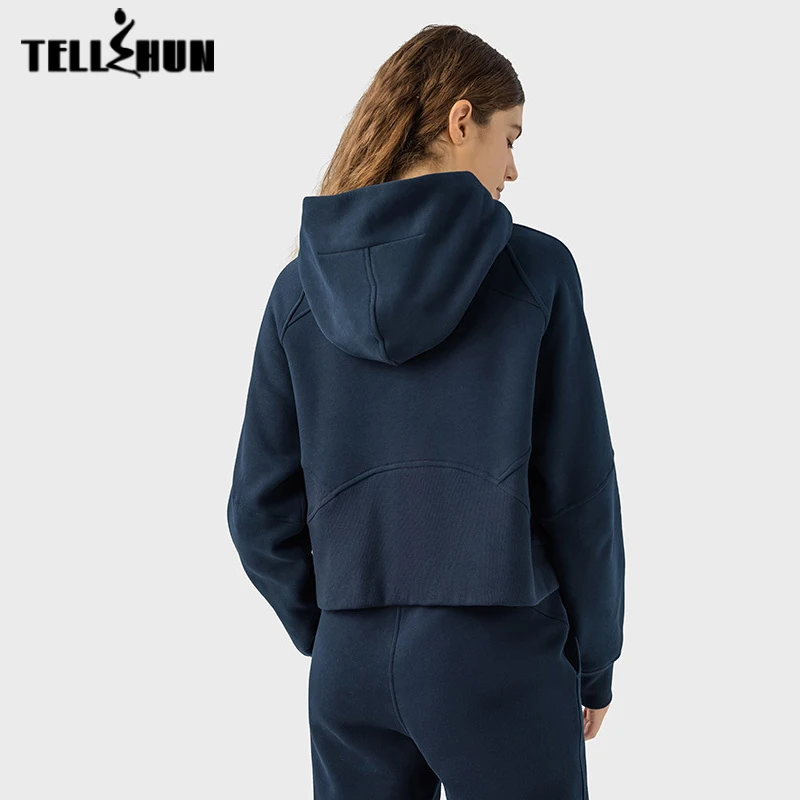 Winter Zipper hooded sports jacket for women's thick warm outdoor leisure wear female yoga training fitness fleece Hiking jacket