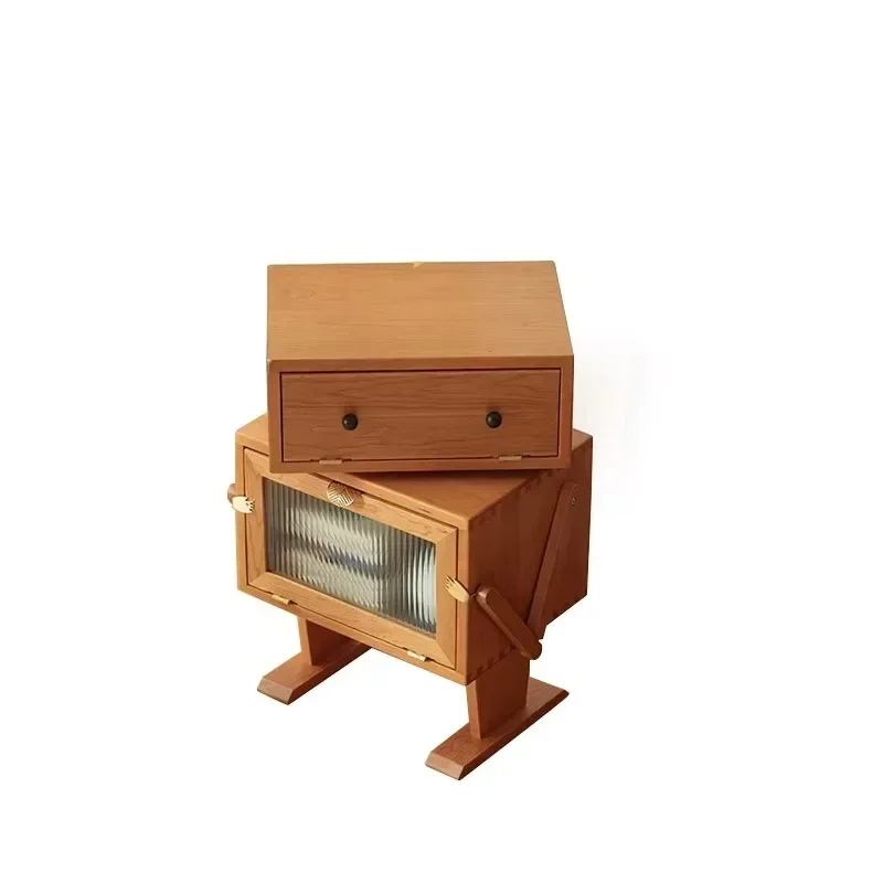

All solid wood robot cabinet Nordic modern living room creative cherry wood storage storage bedroom nightstand