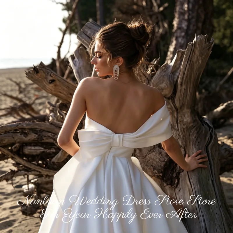 26 Styles Natural Waist Cross Ruched One Shoulder Satin Bridal Gown High Slit Chapel Train Vestidos De Novia Customized