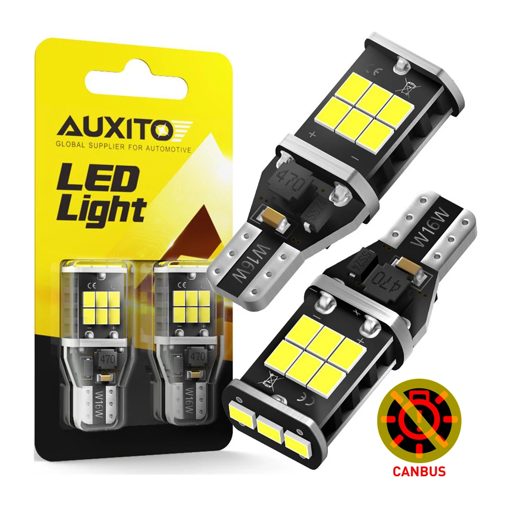 AUXITO 2 Stuks Canbus T15 T16 LED Achteruitrijlichten W16W 912 921 LED Lamp Geen Fout Auto Back Up Achterlicht 12V 6000K Wit Super Heldere