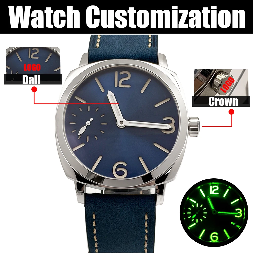 RICHUS 42mm Men's Custom Logo St3600 Movement Watch Luminous - Custom Logo. Customizable Dial, Crown.