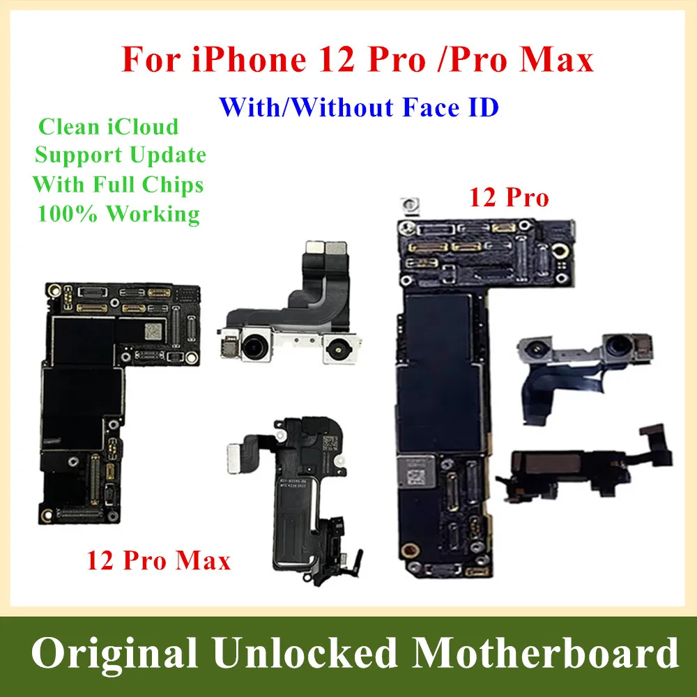 

Original Clean iCloud Mainboard for iPhone 12 Pro Max With Face ID Motherboard 128GB 256GB Unlocked Main Logic Board