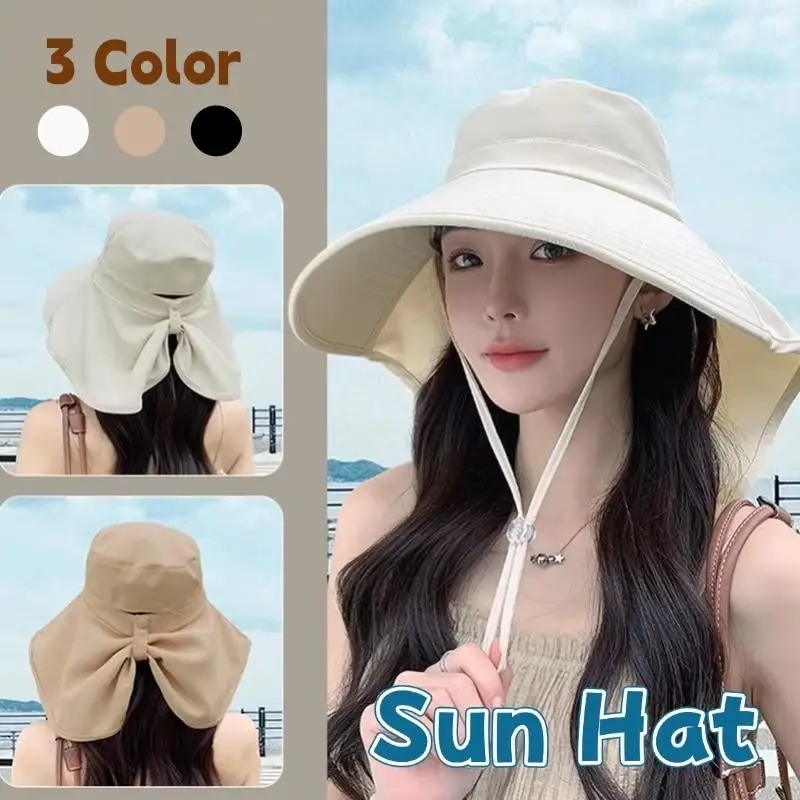 Shawl Sunscreen Cap Ponytail Travel Fisherman Hat Wide Brim Sun Hat With Neck Flap Outdoor UV Anti Neck Protection Sun Visors