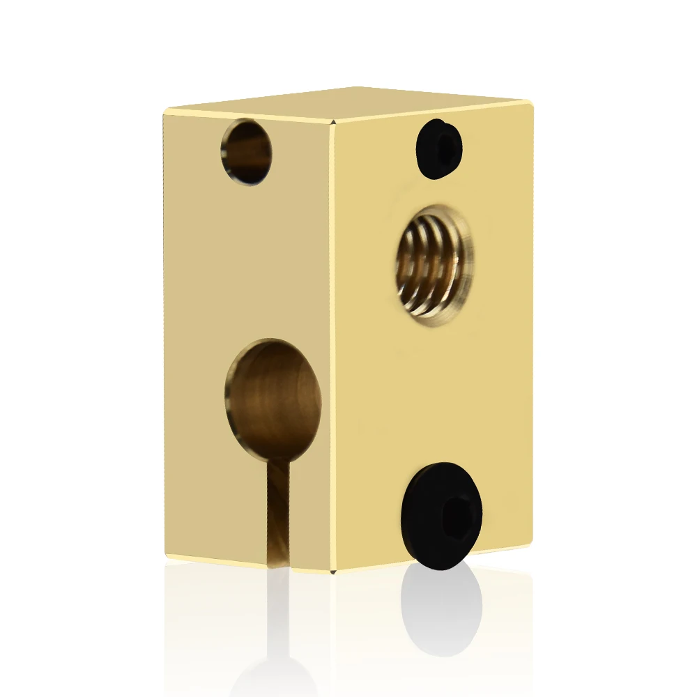 High Quality V6 Heater Block Plated Copper Brass PT100 3D Printer Parts Heat Block For Upgrade E3D V6 Hotend DDB Titan Extruder