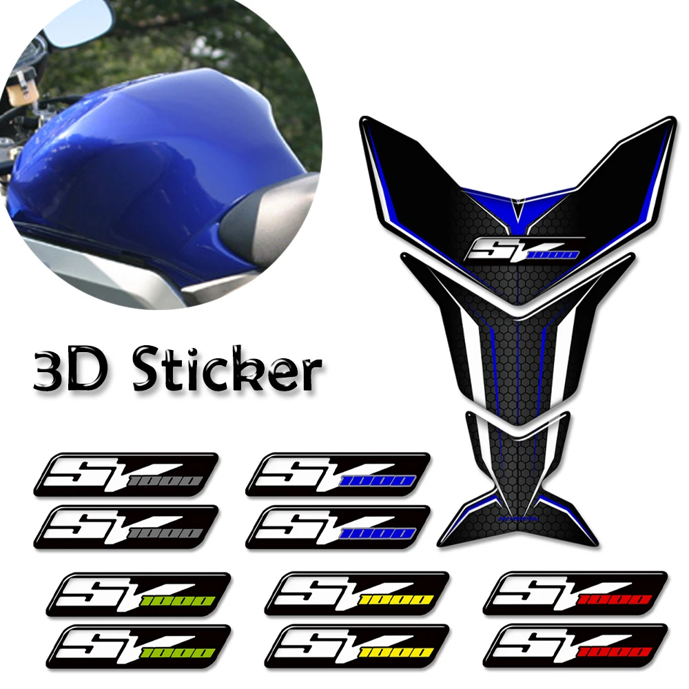 Motocicleta Tanque Pad Combustível Protetor Adesivos, 3D Epoxy Resina Decalque, Joelho Protetor Adesivo para Suzuki SV1000S SV 1000 S