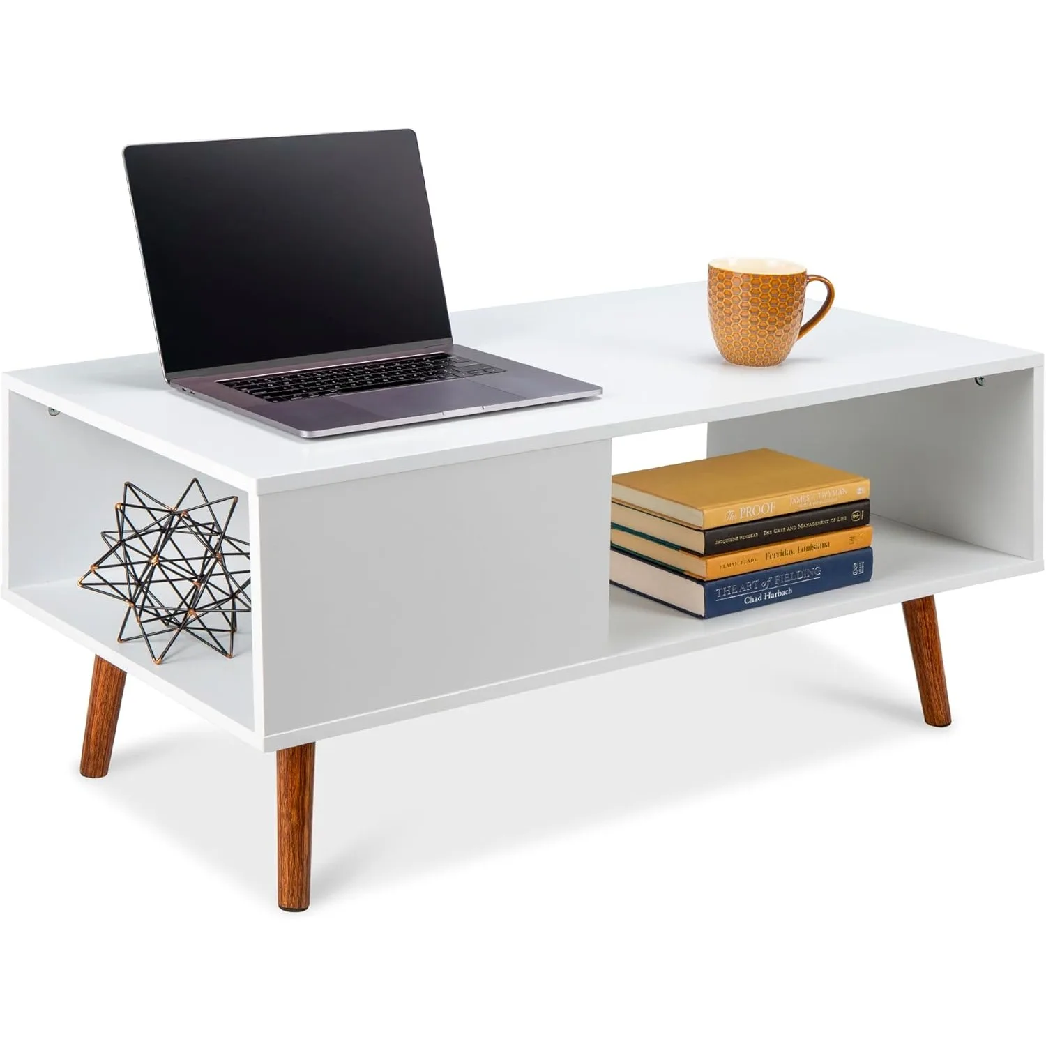 

Wooden Mid-Century Modern Coffee Table, Accent Furniture for Living Room, Indoor, Home Décor w/Open