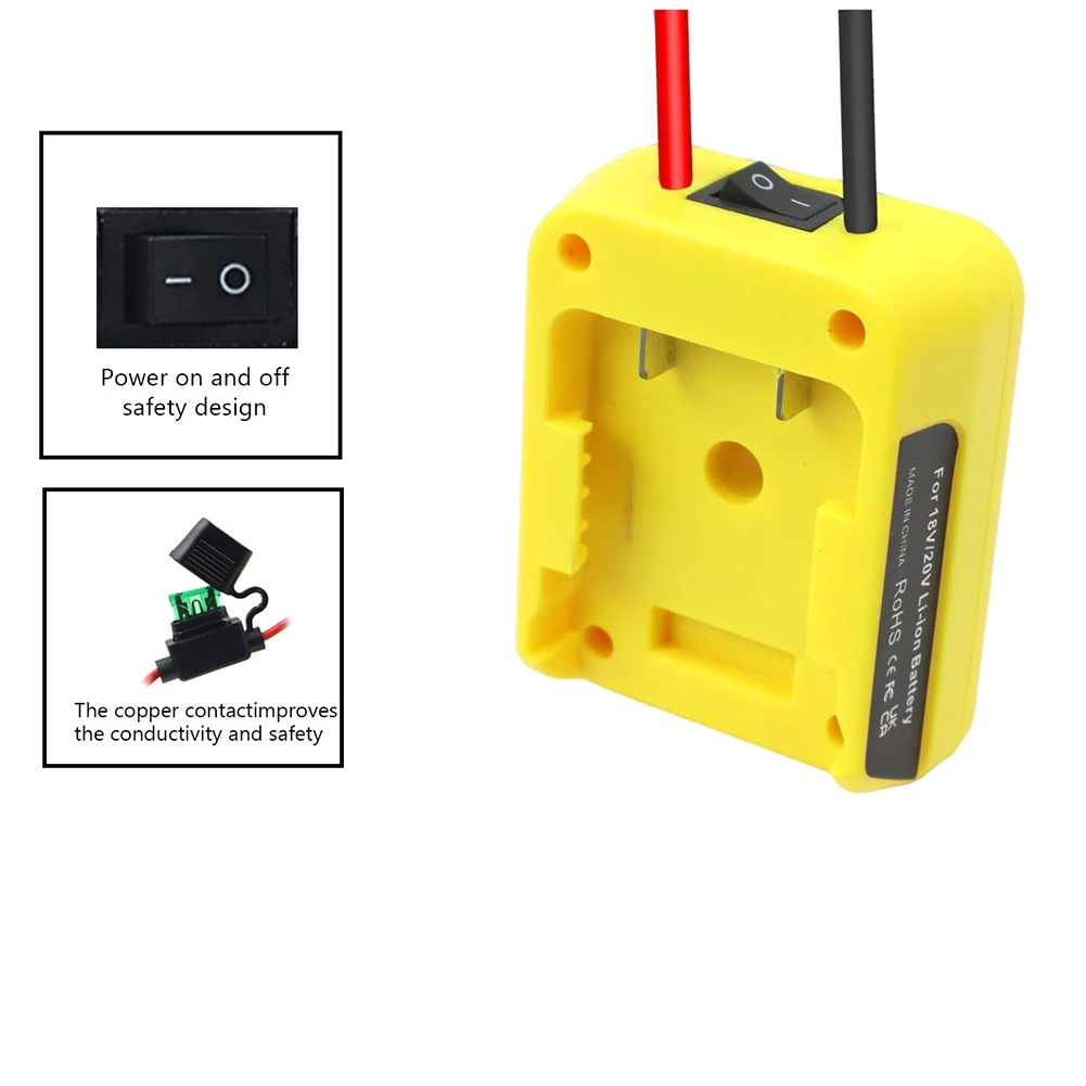 

For 18V/20V Max Battery Adapter (with Fuse) To Base Power Connector Lithium Battery External Power Supply DIY Connector Fuse