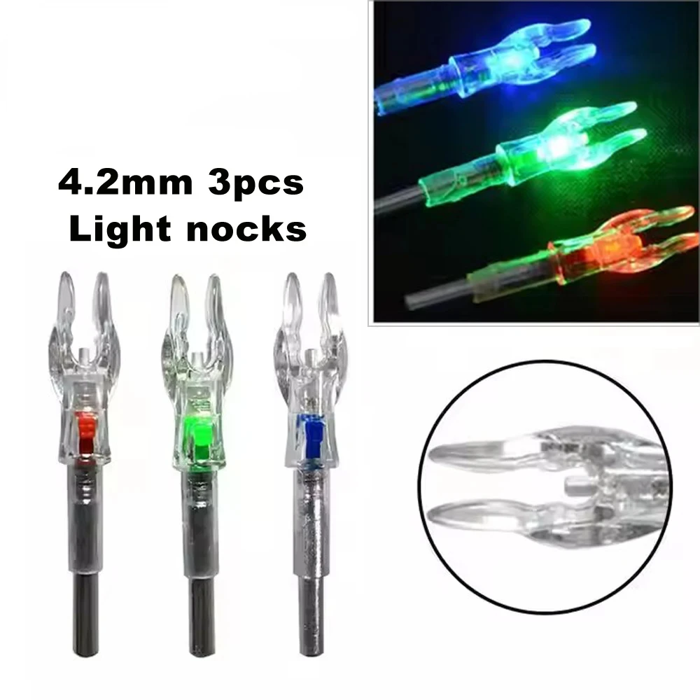 3pcs ID 4.2 mm Arrow Shaft Bow Archery Hunting LED Nock Lighted Luminous arrow Tail Blowgun Soft tip darts Katapult Bows Sapan