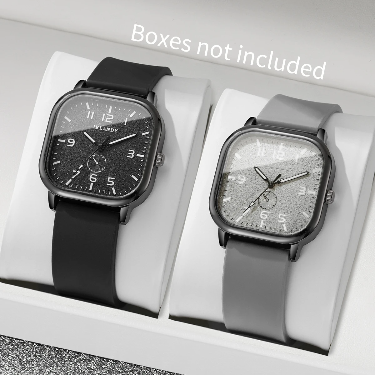 2 unids/set Reloj de Mujer con esfera cuadrada a la moda, relojes de cuarzo con banda de silicona informal para hombres, mujeres, estudiantes, Reloj para Mujer (sin caja)