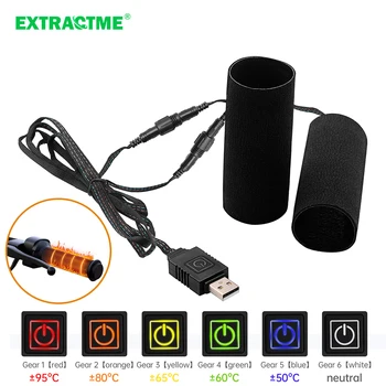 Extractme 오토바이 가열 핸드그립, 5V, USB 6 기어 워머, 전기 가열 그립 커버, 진동 방지, 미끄럼 방지, 빠른 가열 키트