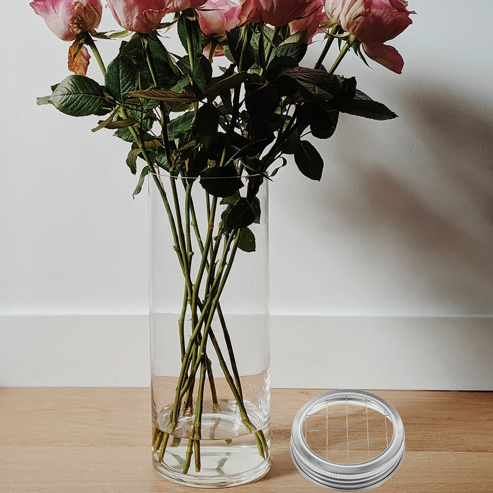

2pcs Stainless Steel Flower Arrangement Covers For Mason Jars Canning Lids Vase Seal Organizer Jar Floral Insert Grid Lid