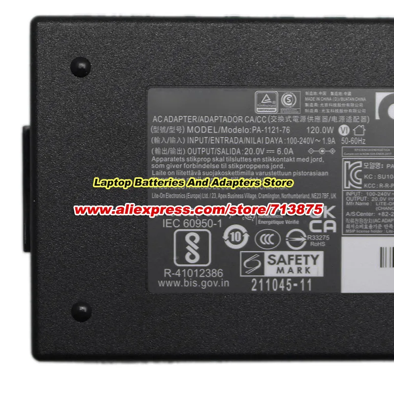 PA-1121-76 AC Adapter 20V 6A 120W Power Supply for Alpha-V V170PNH with 5.5x2.5mm tip Power Adapter