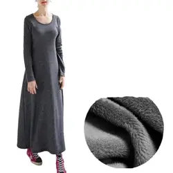 Autumn 2024 New Original Thick Muslim Long Dress Winter Long Sleeve Vintage velvet Dress Autunm Plus size fleece padded dress