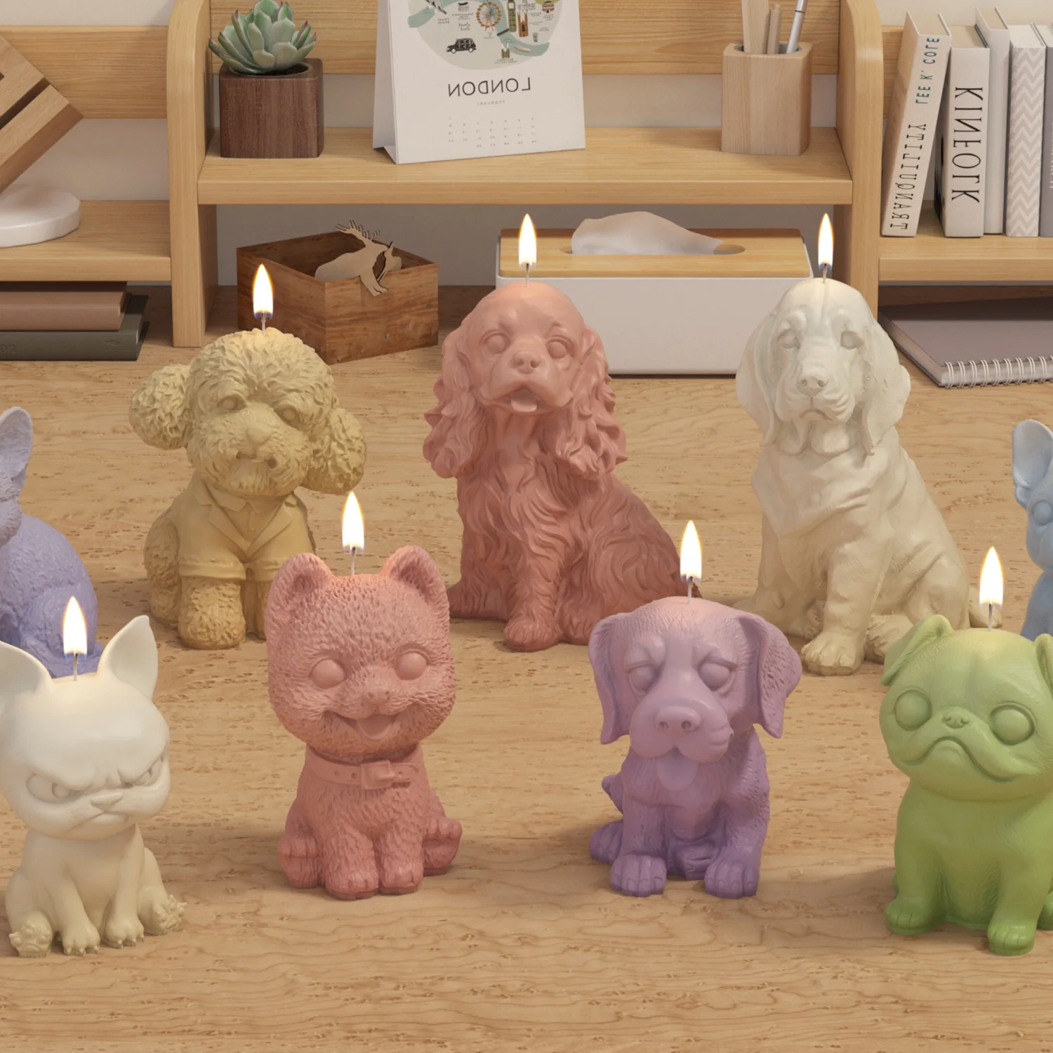 Creative Animal Silicone Mold 3D Dog and Cat Shaped Aromatic Candle Mold Pet Plaster Ornament Mold DIY Home Desktop Decoration