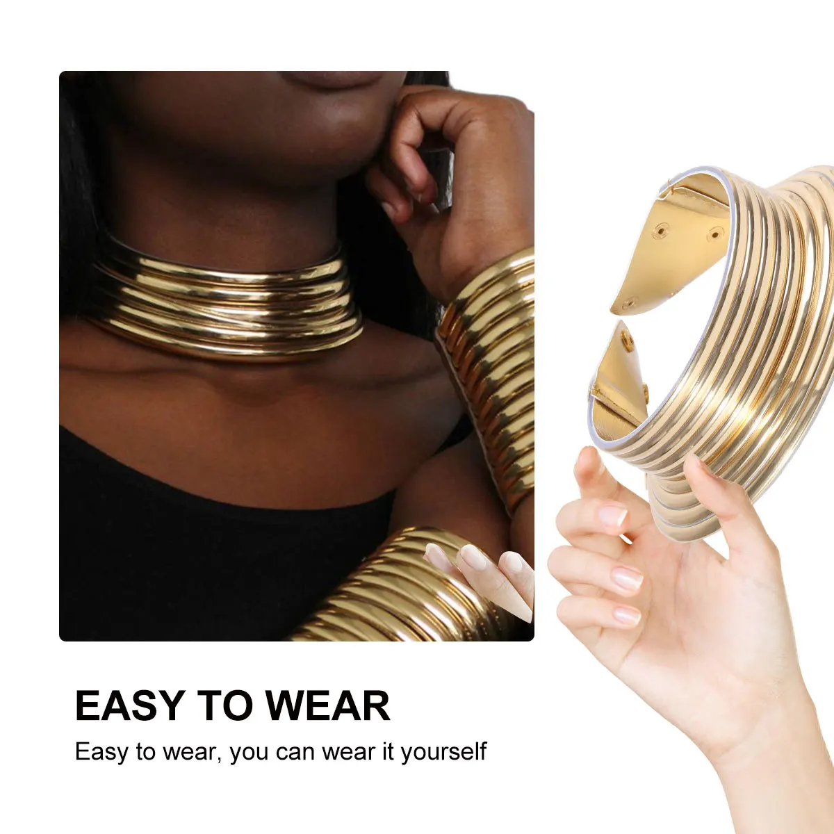 

Long Neck Collar Adjustable Multilayer Clavicle Chain For Women African Style Necklace Ethnic Accessory Exaggerated