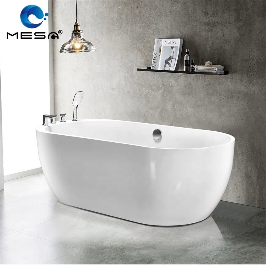 2023 Acrylic Stand Alone Free Standing Insert Oval Sizes Bath Tub With Shower