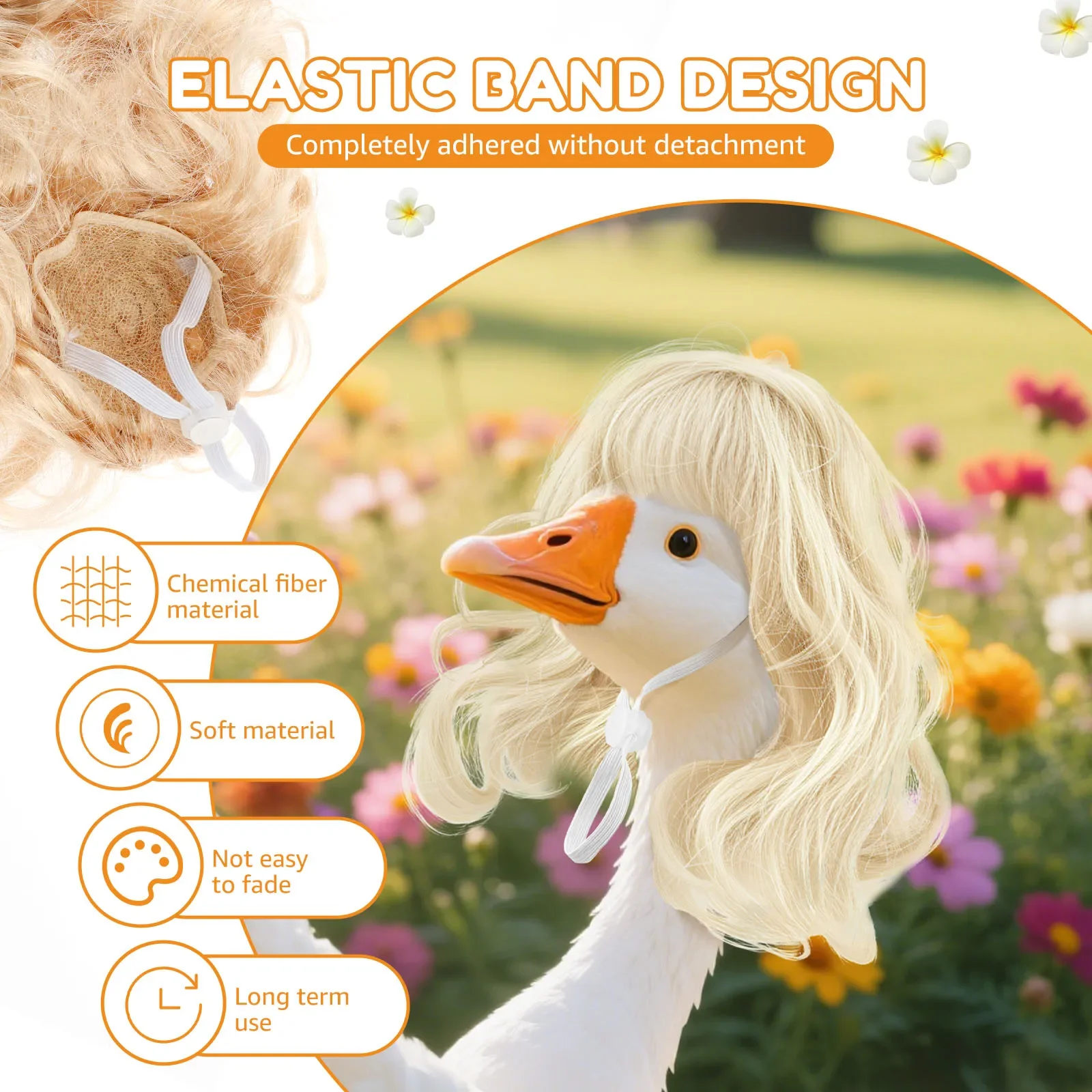 Porch Goose Wigs Set Chemistry fiber Cute Lawn Goose Statue Braid Wig Versatile Adjustable Porch Outfits Costume Outdoor Decor