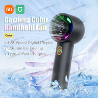 Xiaomi Mini Handheld Fan Smart Digital Display Portable Type-C Rechargeable Dazzling Colorful Lights Hurricane Hanging Neck Fans