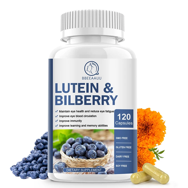 

BBEEAAUU Blueberry Lutein Capsules 20mg Adult Eye Health Vitamins Relieve Eyes Fatigue and Dry Eyes Support Vision Health