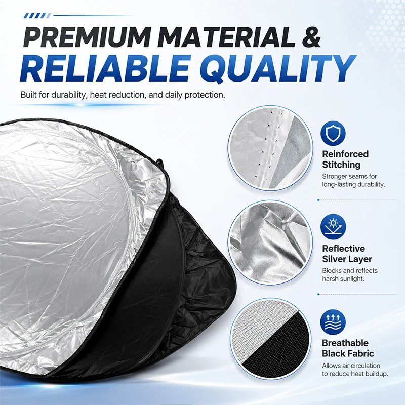 Folding Car Window Sunshade Cover Sun Shade Windshield Visor Protector Windscreen For Ford Mustang MK4 MK5 MK6 1994-2022