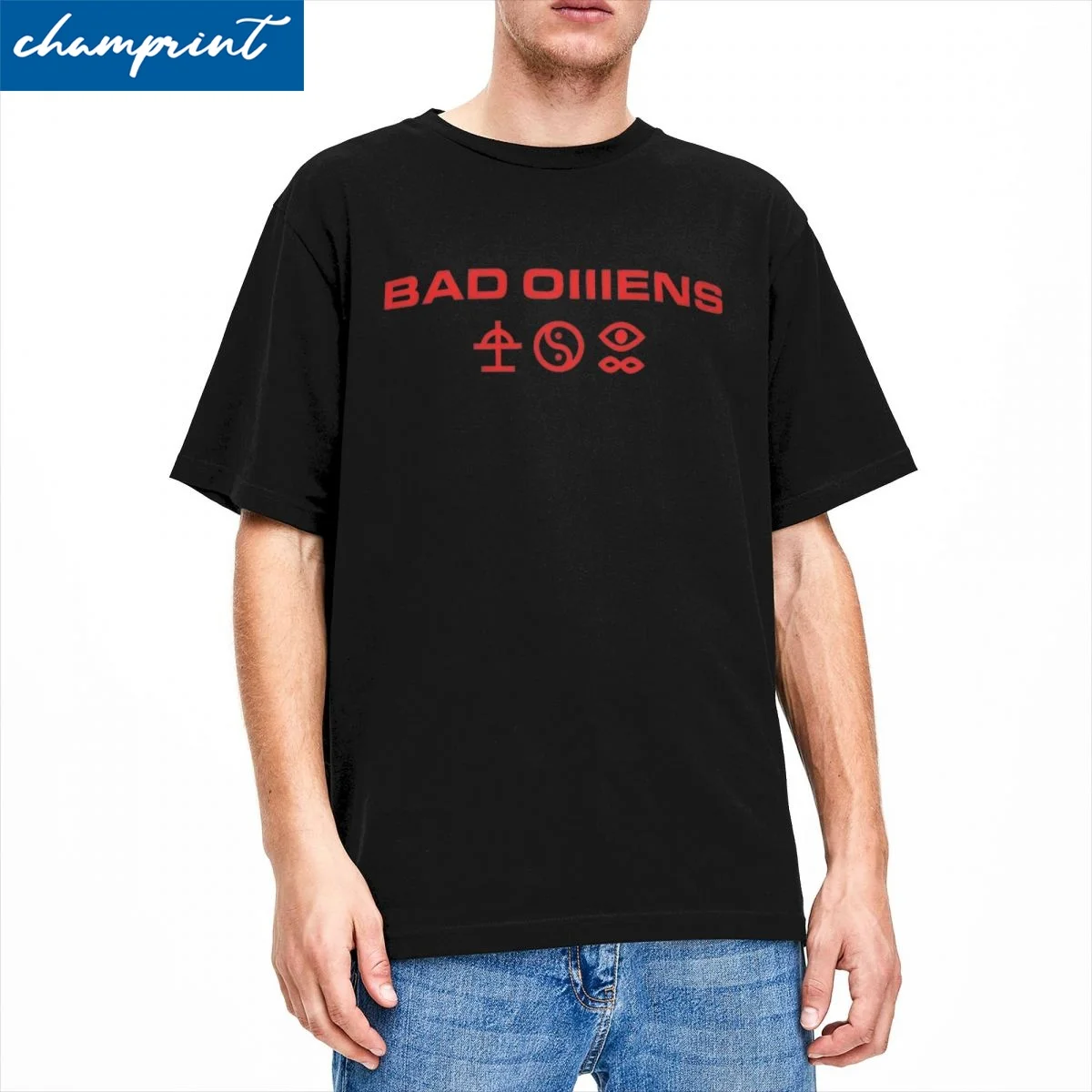 

Funny BAD OMENS Red Logo T-Shirt for Men Women Crewneck 100% Cotton T Shirt Rock Music Short Sleeve Tees Graphic Clothing
