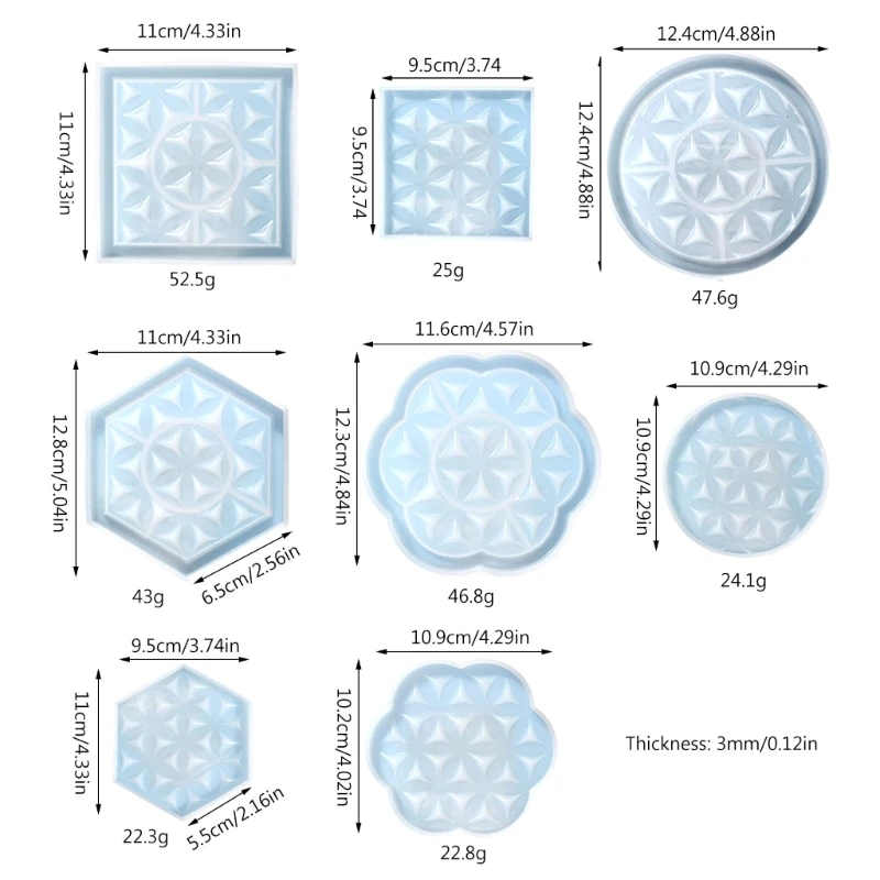Silicone Hexagonal Square Round Lace Storage Tray Mould Suitable for Jewelry Holders Coasters Fruit Candy Storage Tray