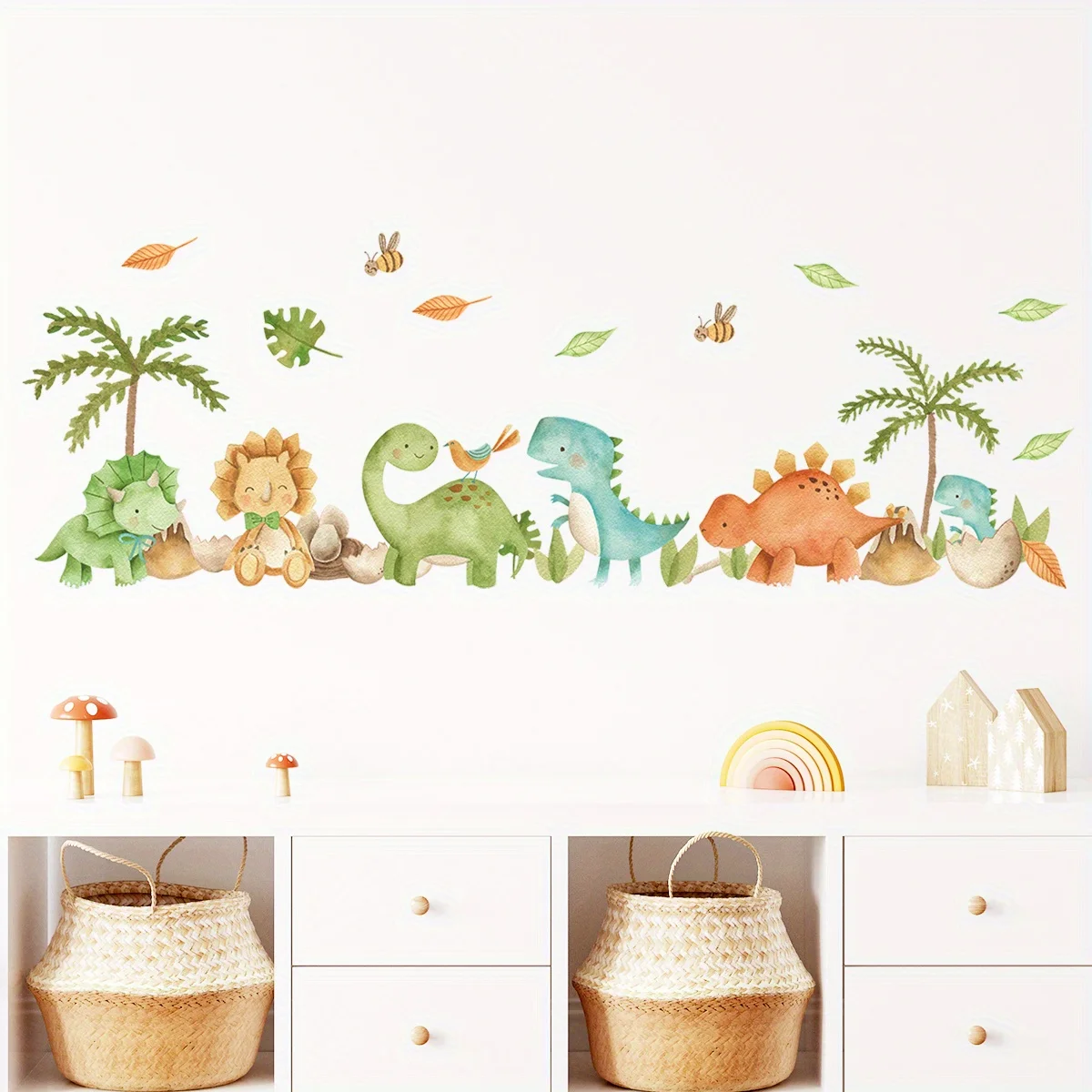 2PCS Cartoon Cute Dinosaur Lion Tree Dinosaur Era Wall Stickers for Bedroom Living Room Nursery Decoration Wall Decals