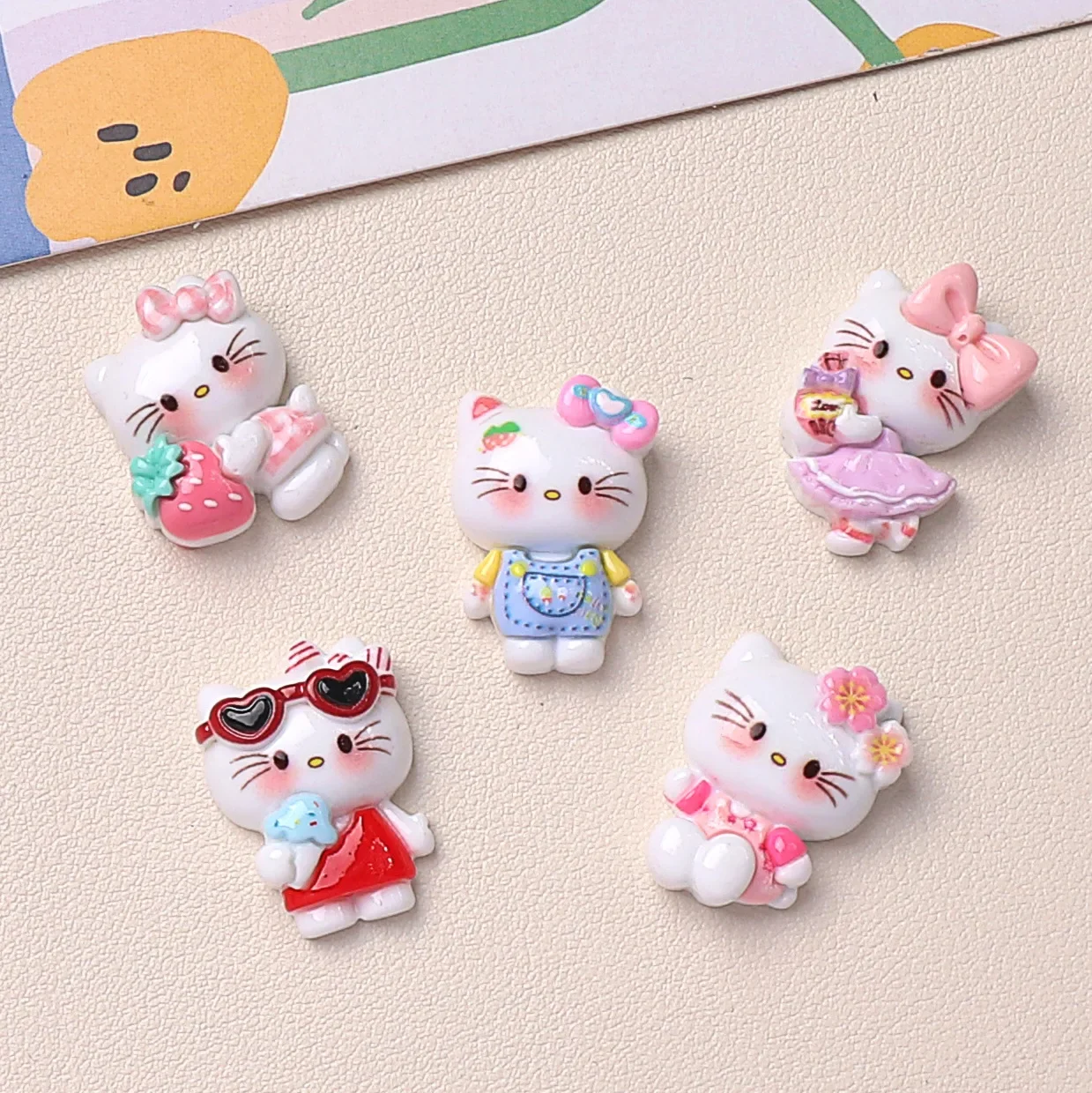 5pcs Cartoon shiny dress up hello kitty resin flatback for craft diy supplies cabochons charms for scrampbooking embellishments