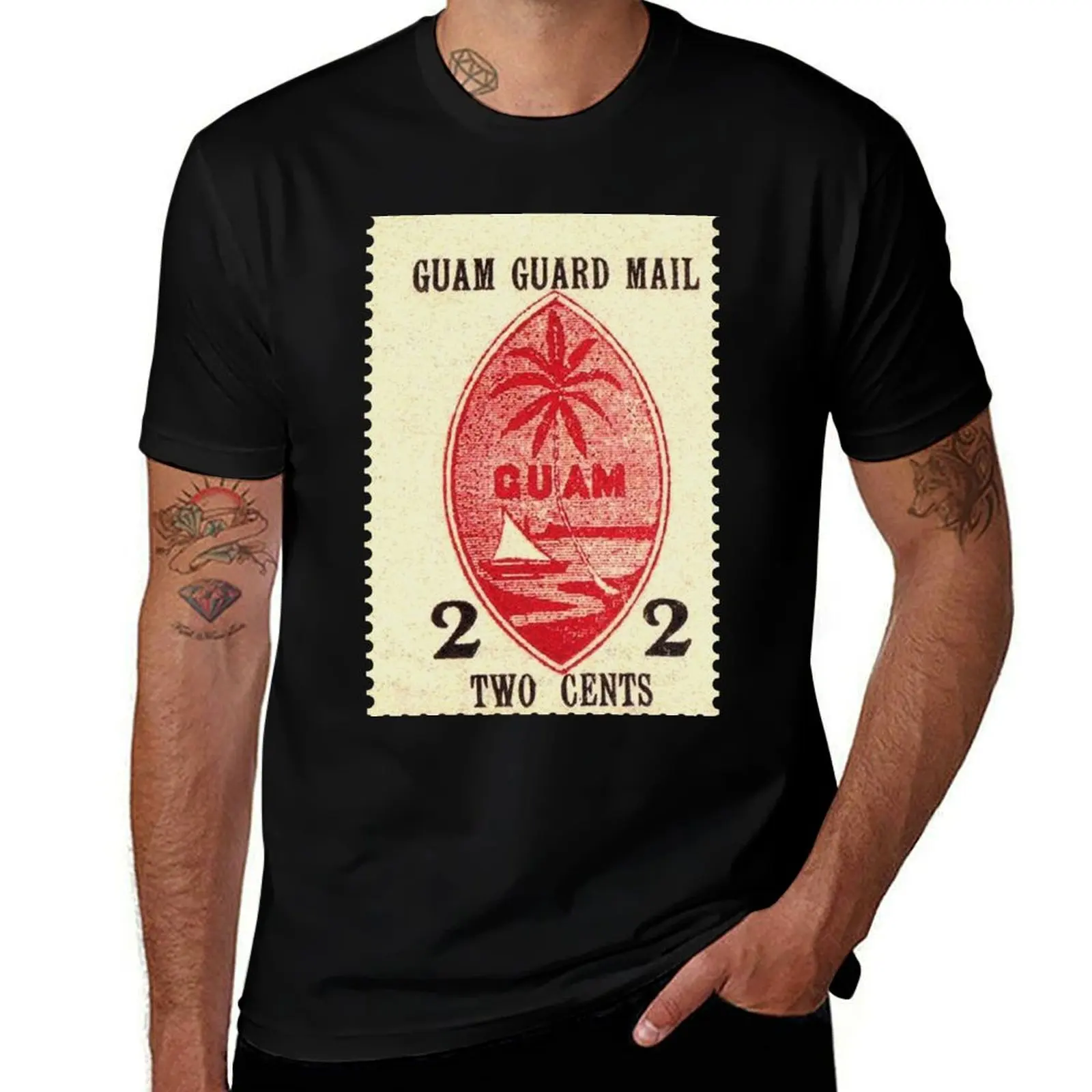 

Guam Guard Mail 2 cent vintage T-Shirt Casual Fashion Print Tee Top