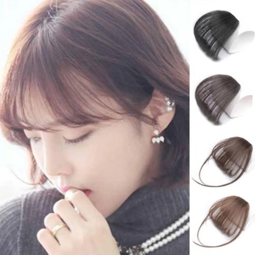 1 Pcs Hair Clip Fringe Air Faux Clip On Fringe Hair Extension Front Neat Bangs Fake Hair Piece