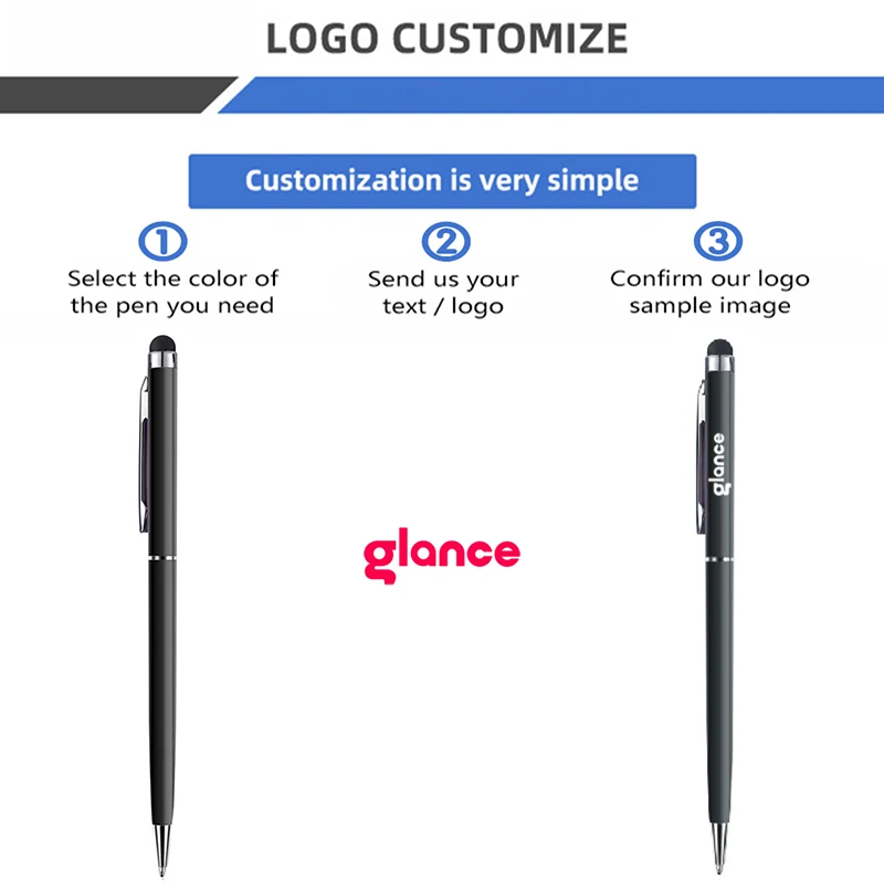 50 pz/lotto Penna A Sfera In Metallo Multicolor 0.7mm Penne A Rullo di Inchiostro Nero 2 In 1 Punta In Fibra Stilo Inciso Regali Logo Personalizzato Gratuito