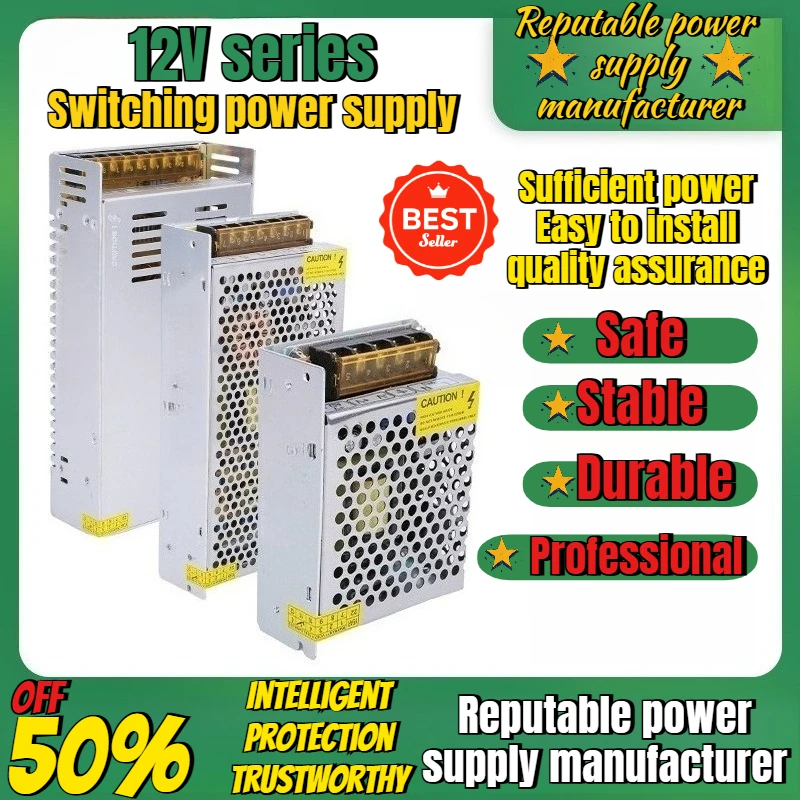 

LED Industrial Security Monitoring Switching Power Supply 220V To 12V DC Light Box Power Supply Lighting Transformer