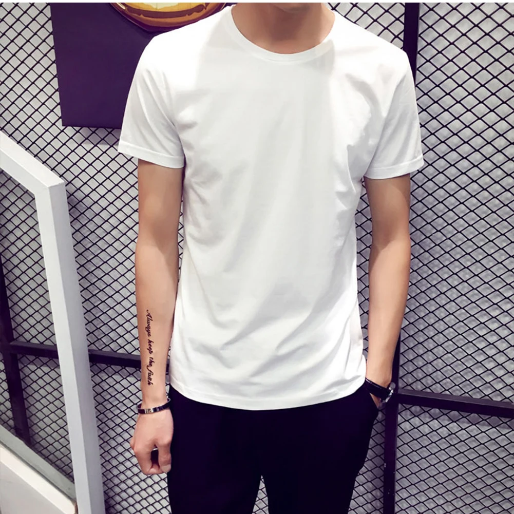 

Men Loose Oversize O-Neck T-shirts Casual Breathable Short Sleeve Tops Tees Fashion Solid Color Spring Summer Top