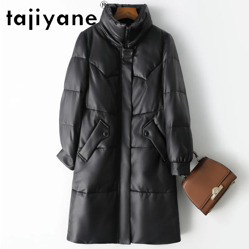 TAJIYANE Vera Pelle di Pecora Imbottiture Cappotto Donna Nero Genuino Giacca di Pelle Premium Piumini 2025 Inverno Donna Vestiti дубл onderка