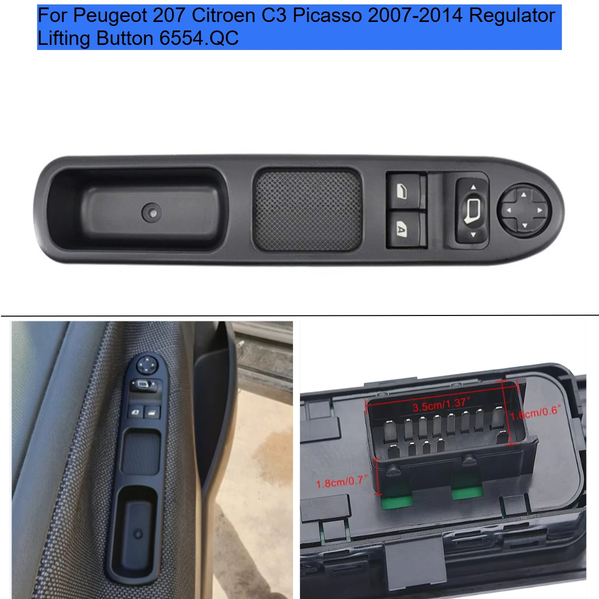 6554QC Car Electric Power Window Control Switch For Peugeot 207 Citroen C3 Picasso 2007-2014 Regulator Lifting Button 6554.QC