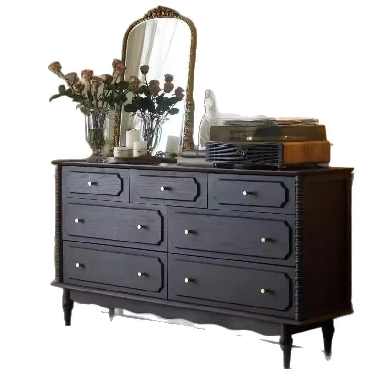 Solid wood drawers, seven drawers, living room, bedroom, simple atmosphere, storage, medium and ancient household
