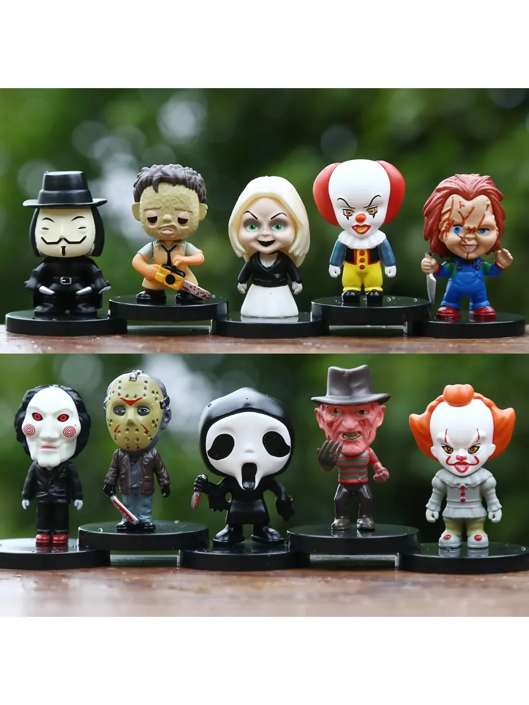 10 pièces série de films d'horreur Jason Freddy Clown figurine jouets PVC modèle Halloween cadeau vinyle Figurine poupée cadeau