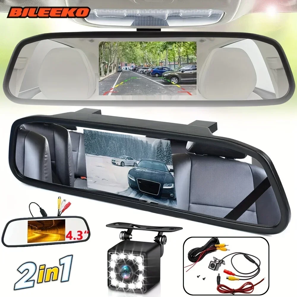 

Bileeko 2-in-1 Car Mirror Rear View Monitor - Backup Camera with Night Vision Parking System