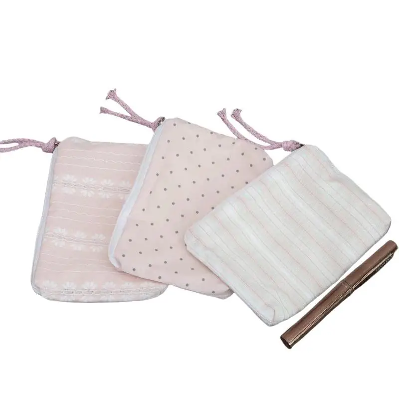 Rosa gestreifte Damen-Make-up-Tasche, niedliche Geldbörse, Mini-Kosmetiktaschen, tragbare Aufbewahrungstasche für Schlüssel, Kopfhörer, Lippenstift, Münzbörse – Detail 8